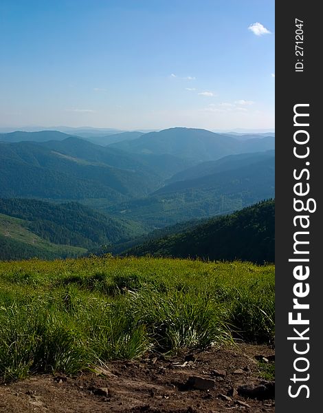 Carpathian mountains landscape views at summer time