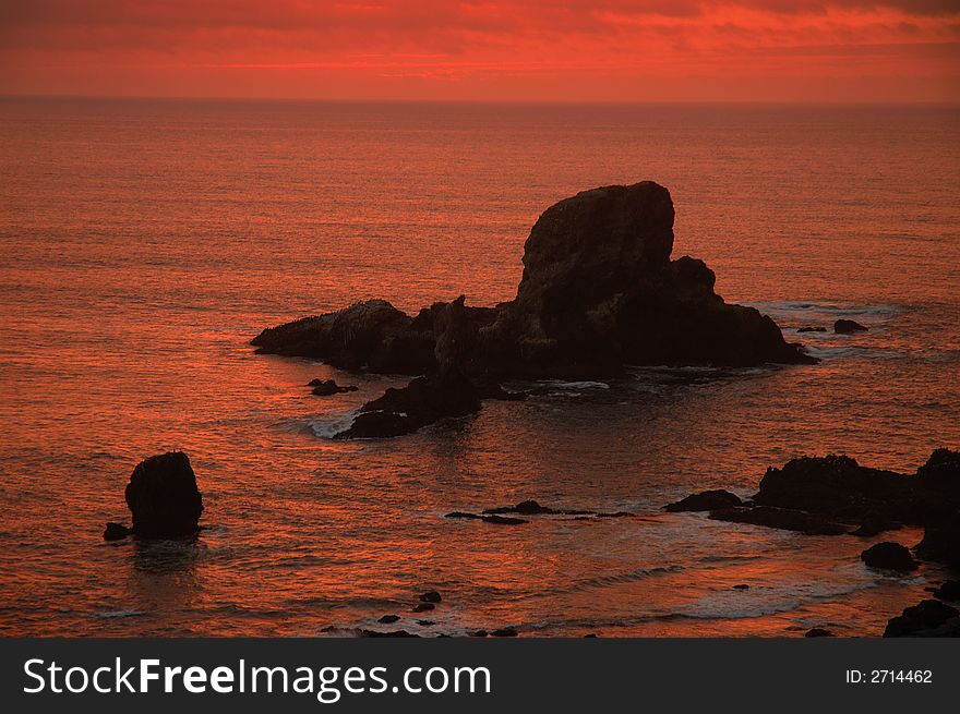 Sunset At Ecola Beach