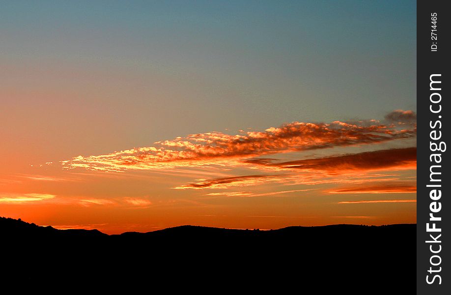 Sunset over the mountains near Alicante, Spain. Sunset over the mountains near Alicante, Spain