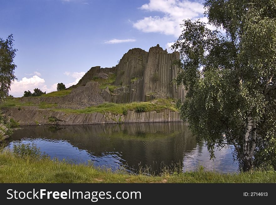 Old basalt quarry in  northern Bohemia. Old basalt quarry in  northern Bohemia