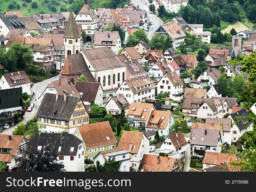 Traditional German village with typical German houses