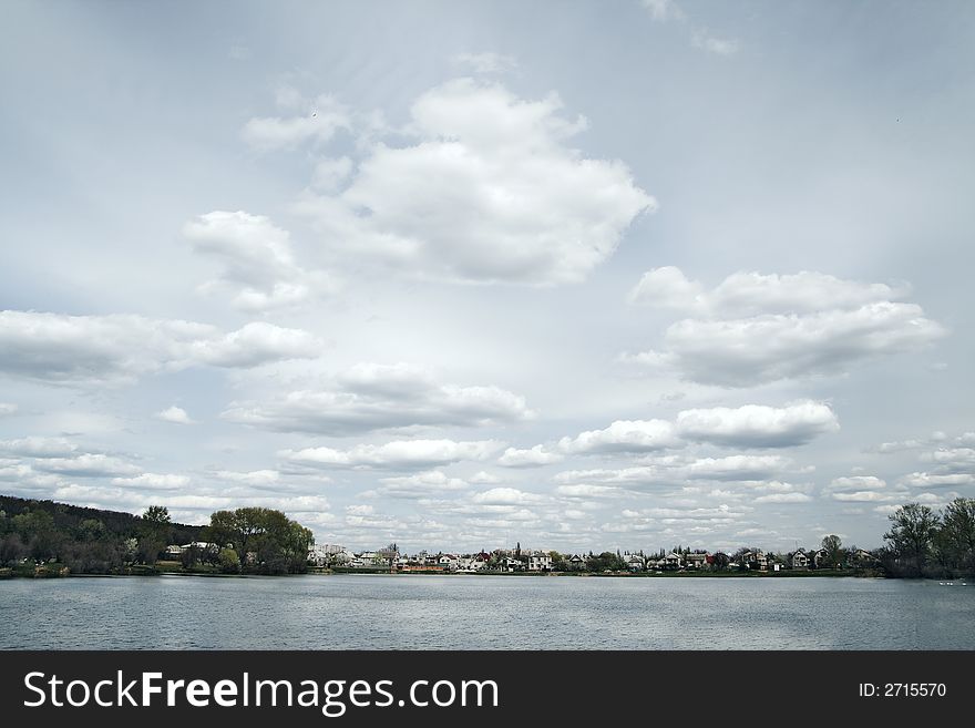 Landscape with Lake and clouds. Ukraine.