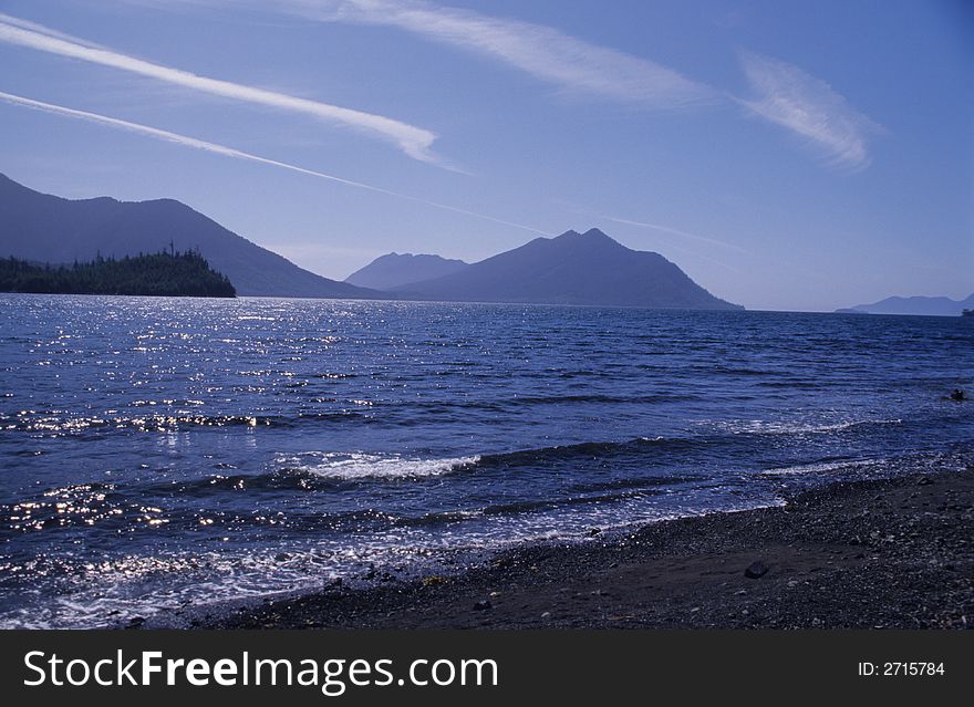 Rennell Sound on the East Coast of the Queen Charlotte Islands, British Columbia, Canada. Rennell Sound on the East Coast of the Queen Charlotte Islands, British Columbia, Canada.