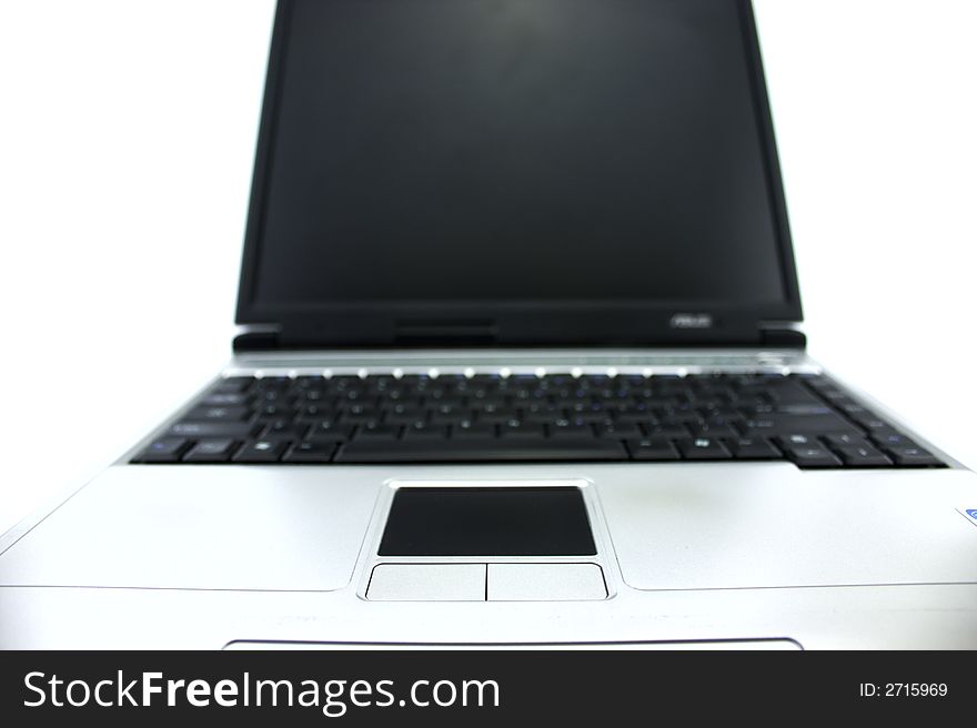 Frontal view of laptop with touchpad. Frontal view of laptop with touchpad