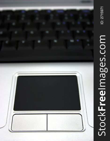 Frontal view of laptop touchpad