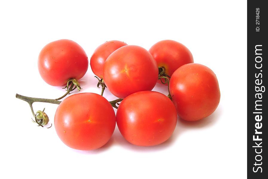 Many Tomatos Over White
