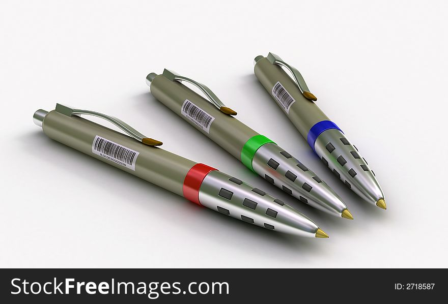 3d pens. RGB color. white background. 3d pens. RGB color. white background.