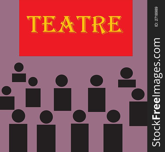 Graphic illustration of people in teatre .