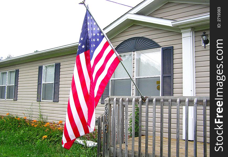 American Flag on Front Porch 2