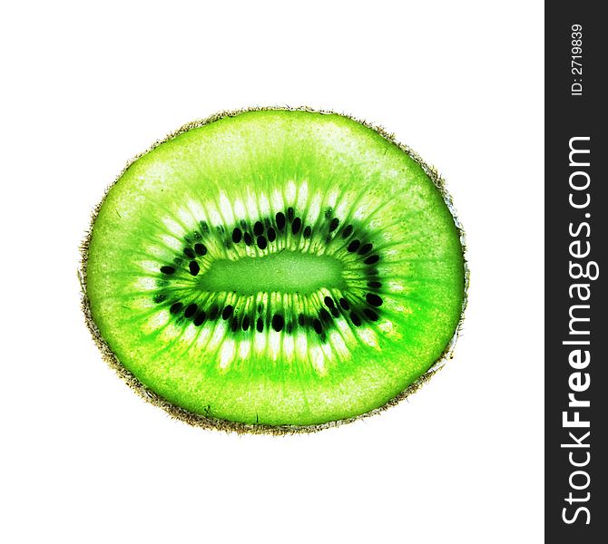 Kiwi Fruit Slice on White