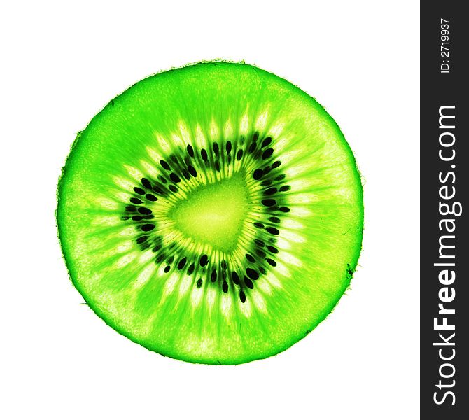 Kiwi Fruit Slice on White