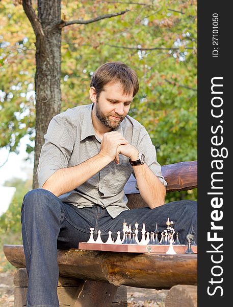 Chess player working out his strategy