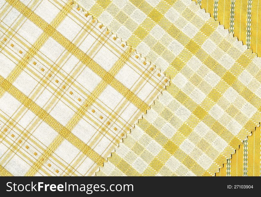 Scan of three samples of cotton in yellow and white colors. Scan of three samples of cotton in yellow and white colors.