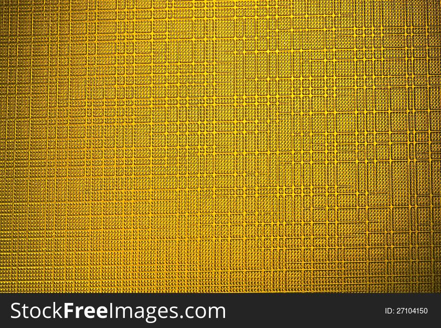 Plastic plate texture background with golden color process in grunge style.