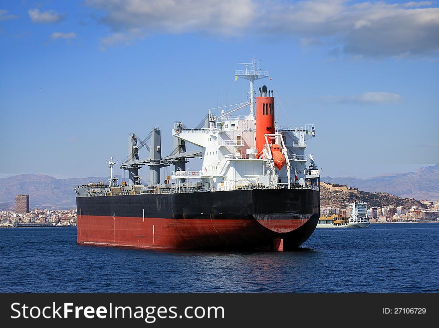 Bullcarrier transport anchored in Alicante coast, Spain. Bullcarrier transport anchored in Alicante coast, Spain.