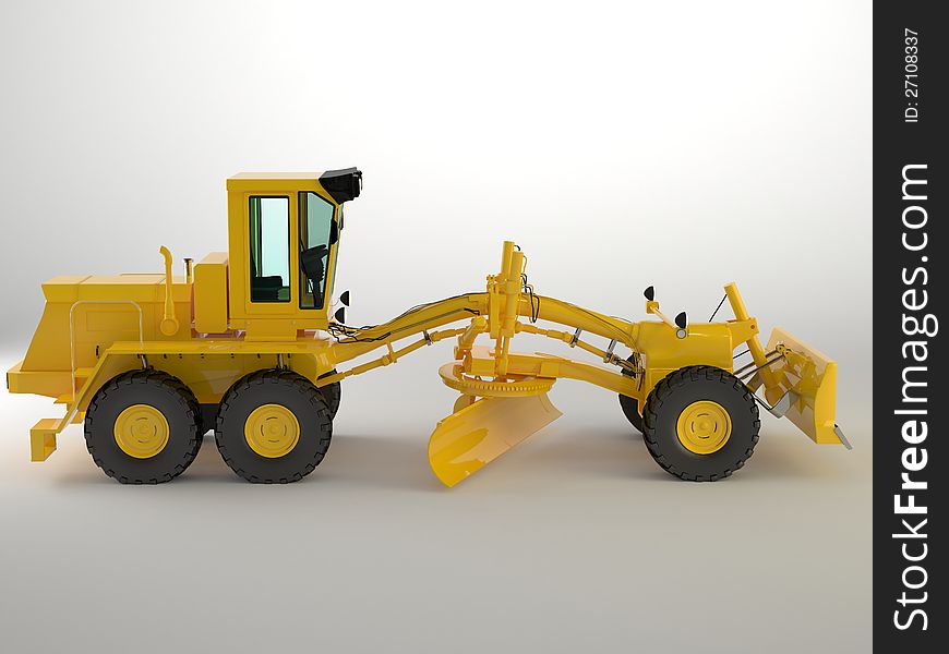 Bulldozer isolated in white background