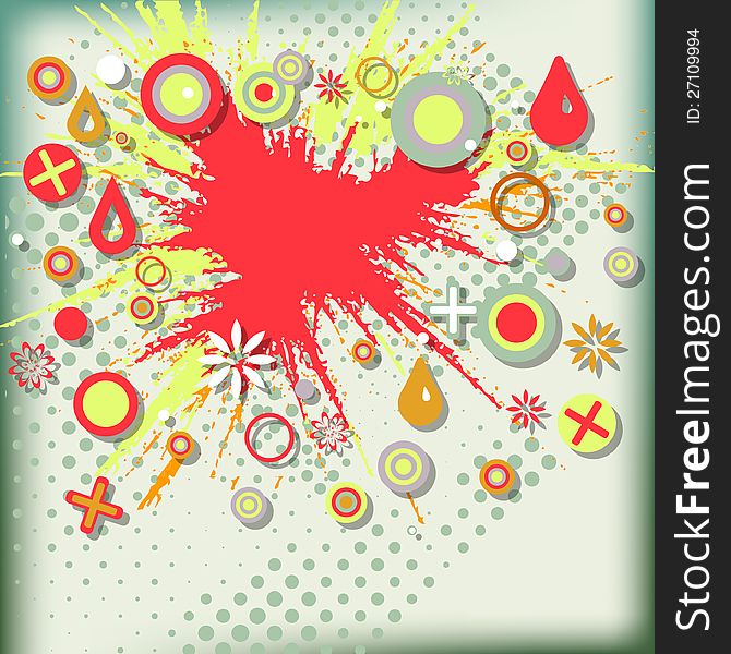 Abstract grunge vector background with explosion paint.