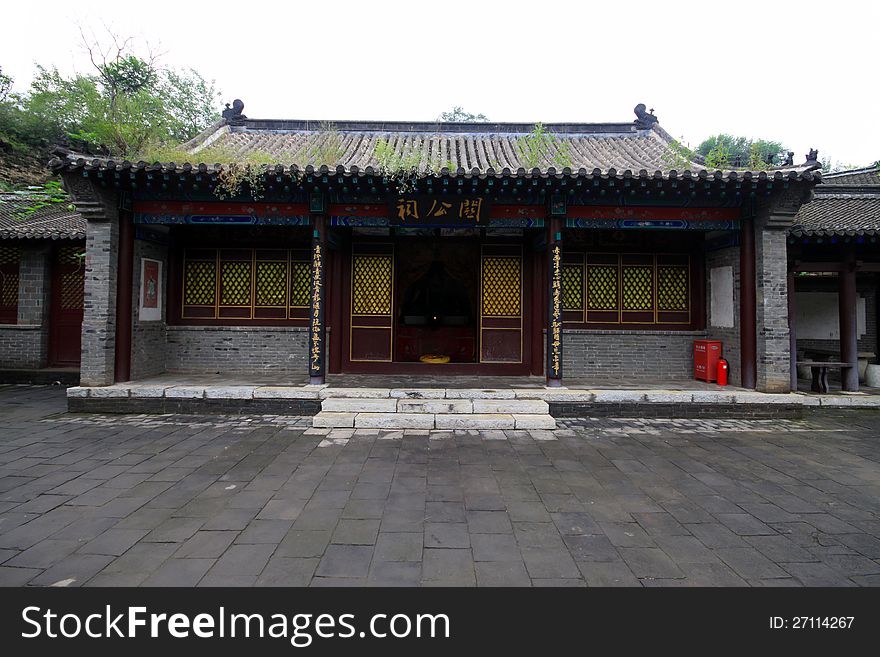 Ancient Chinese traditional architectural landscape in a park