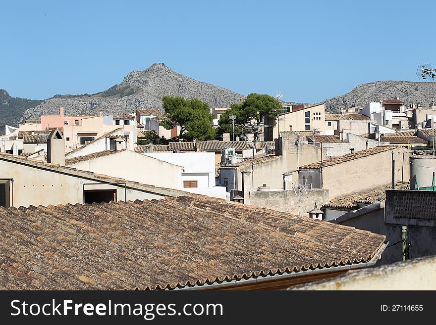 City ​​street Alcudia, Mallorca, Spain, Europe. City ​​street Alcudia, Mallorca, Spain, Europe