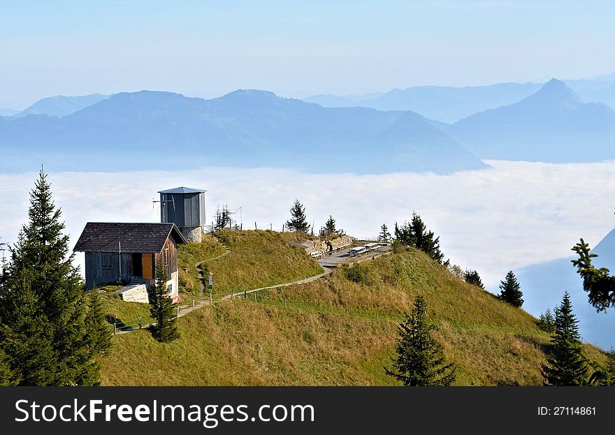 House Above The Clouds At Switzerland Europe