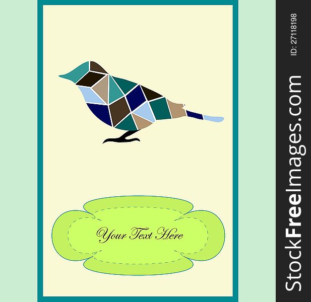 Mosaic bird, a card for you design. Mosaic bird, a card for you design