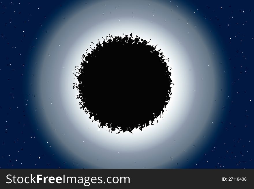 Solar eclipse on a background of space