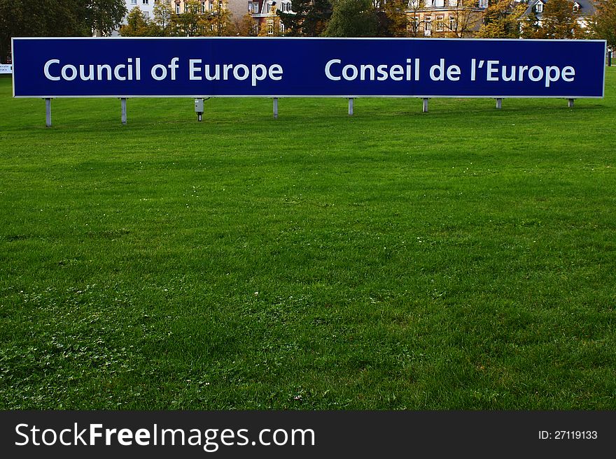 Council of europe  on natural  green  background. Council of europe  on natural  green  background