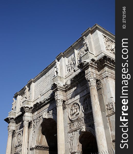 Detail of the Arch of Constantine in Rome, Italy