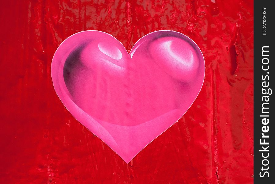 Pink Heart On A Red Fence