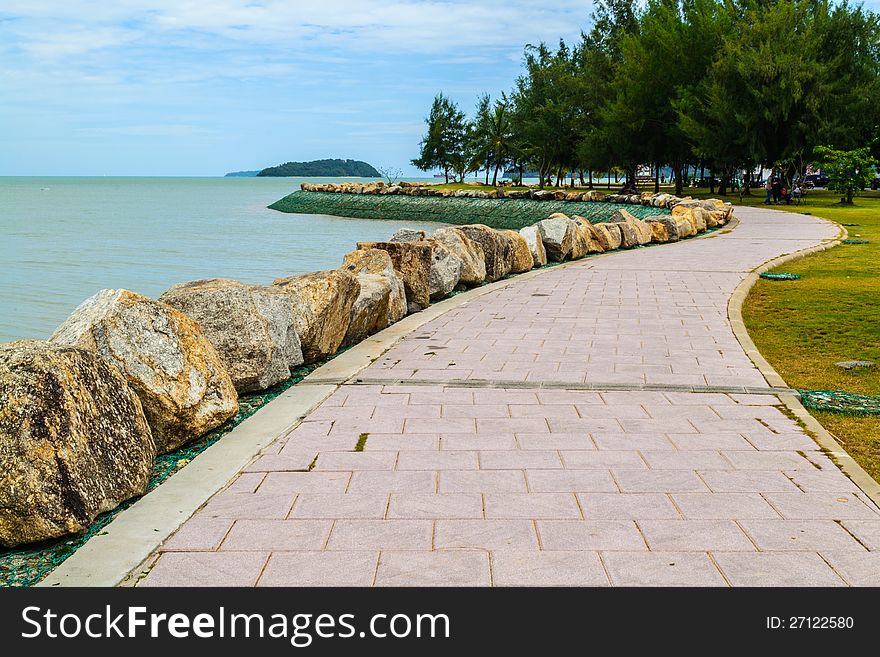 A curve and long walk path at sapan hin park, Phuket