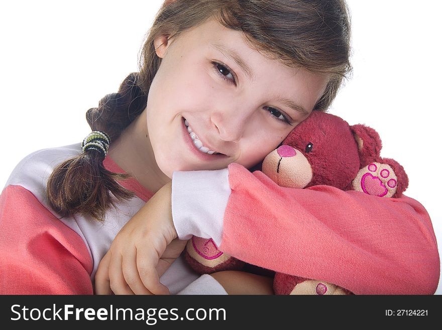 Girl hugging Teddy Bear