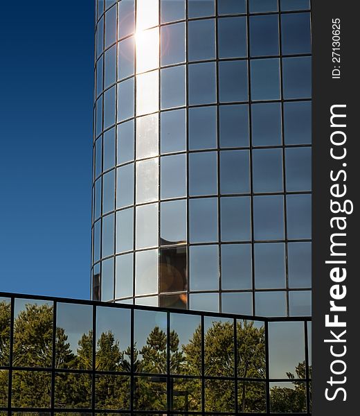 Modern bussines building with clear blue sky in the background. Modern bussines building with clear blue sky in the background