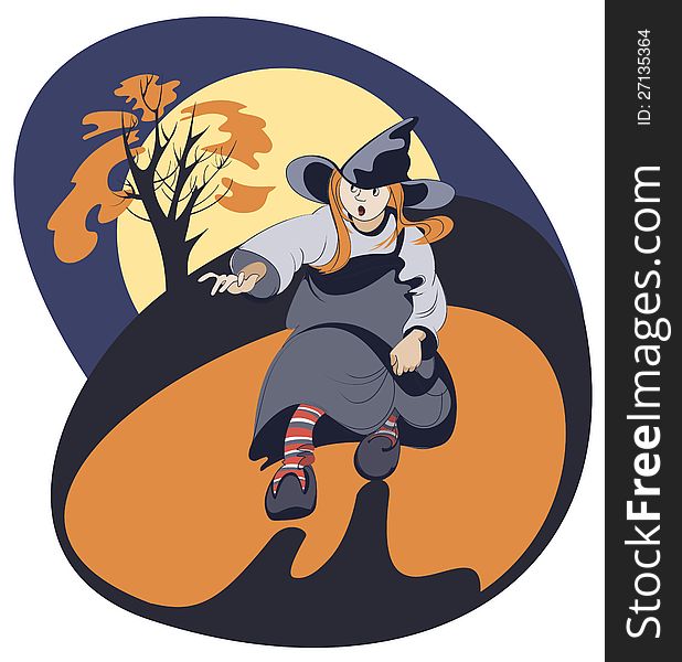 Running Girl In Witch Costume