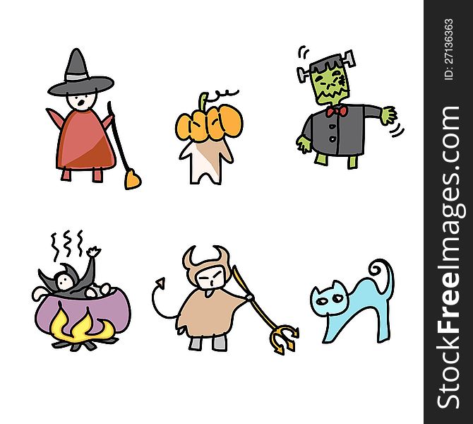 Hand Draw Halloween Cartoon - Free Stock Images & Photos - 27136363