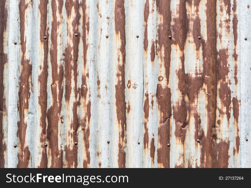 Partially rustic galvanized sheet wall and nail. Partially rustic galvanized sheet wall and nail