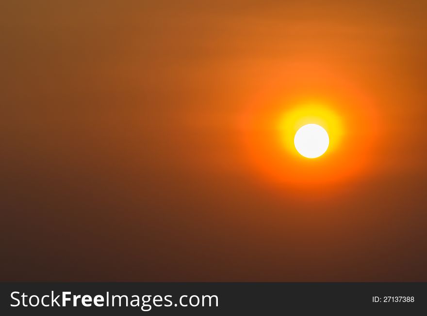 Beautiful sunset at twilight create the orange sky