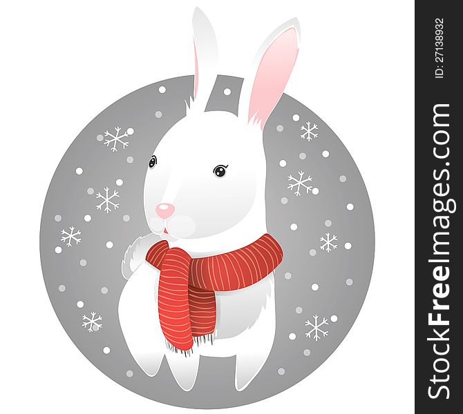 Vector winter illustration with rabbit. Vector winter illustration with rabbit