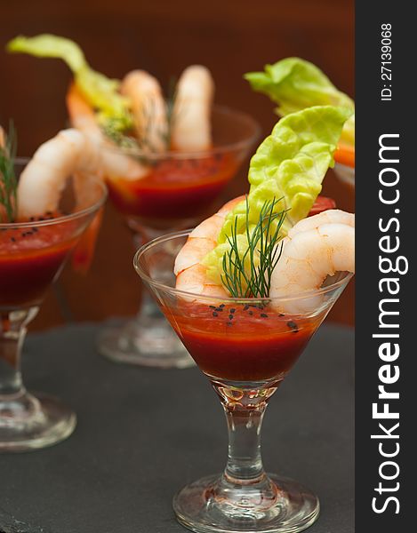 Shrimp cocktails during a party