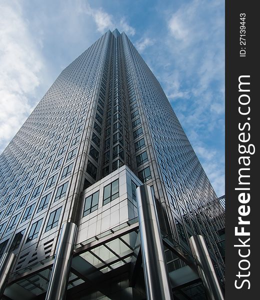 One of many skyscrapers in Canary Wharf, Docklands, London, UK - the financial district. One of many skyscrapers in Canary Wharf, Docklands, London, UK - the financial district