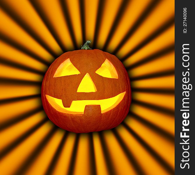 Scary Pumpkin on sunbeams background