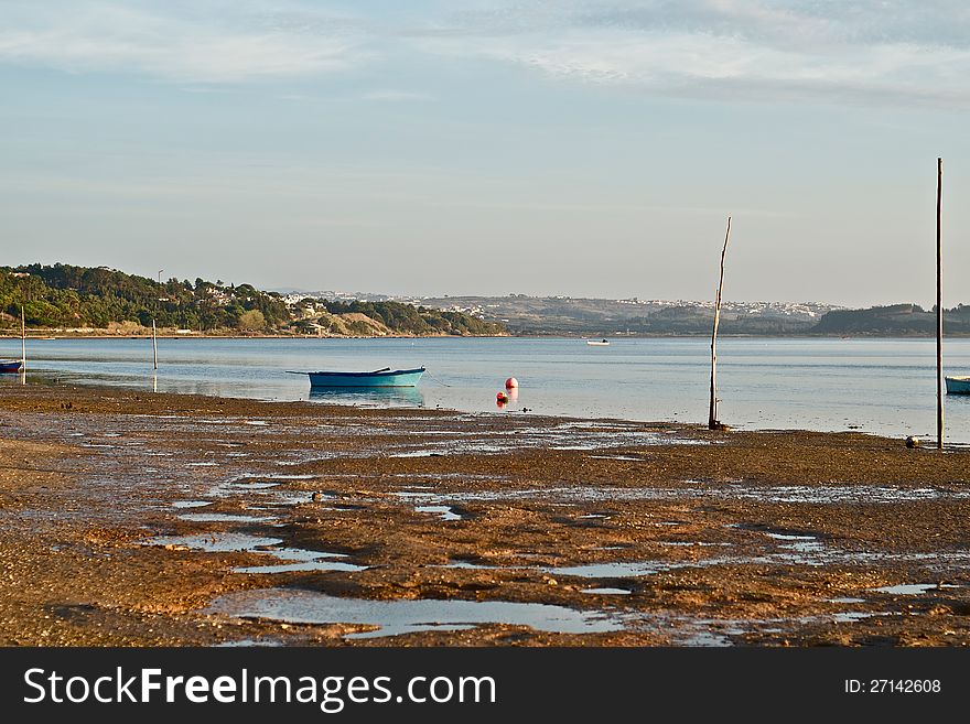 Portuguese seascape shows a traditional fishing port in Foz-Do-Arelho. Portuguese seascape shows a traditional fishing port in Foz-Do-Arelho