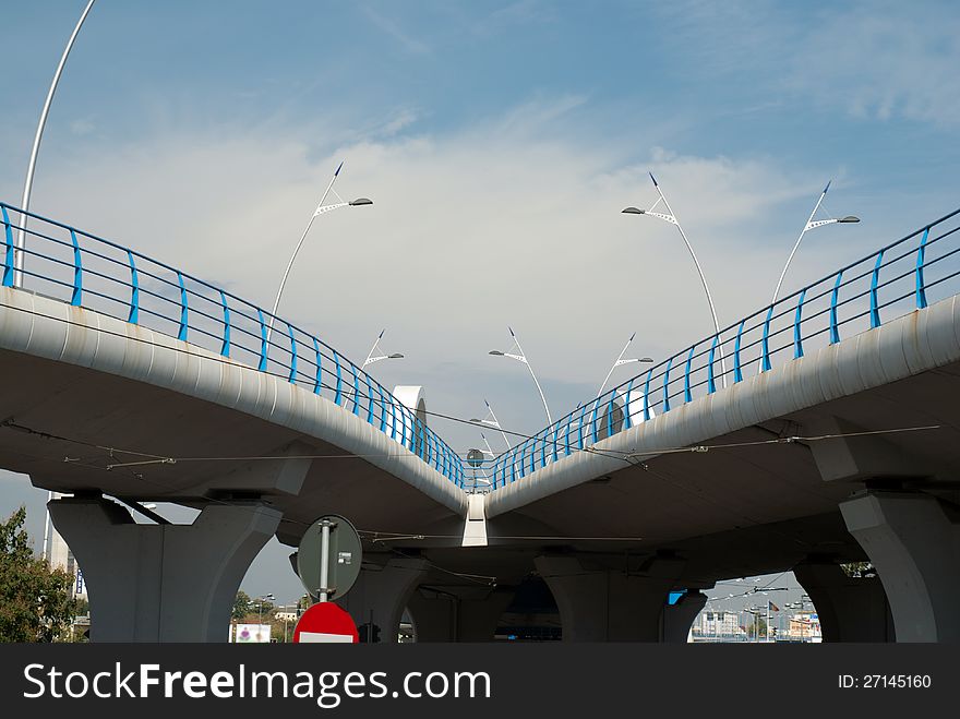 Modern bridge and blue sky