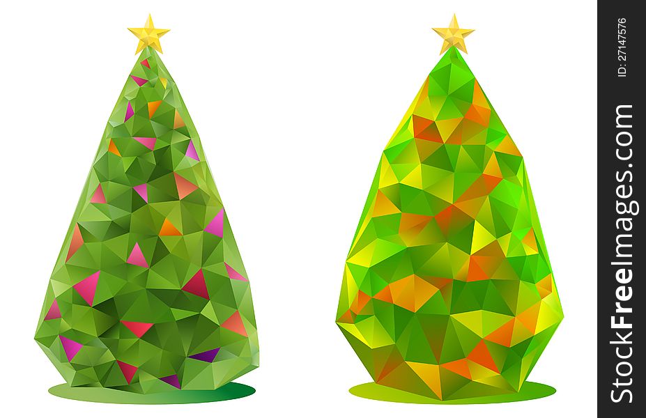 Abstract christmas trees with triangle pattern, vector. Abstract christmas trees with triangle pattern, vector