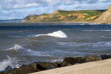 Dorset Coastline From West Bay Harbour Wall Stock Photo Dorset Coastline From West Bay Harbour Wall Stock Photo