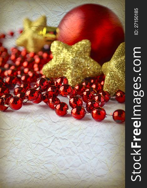 Grunge Christmas background with holiday decoration