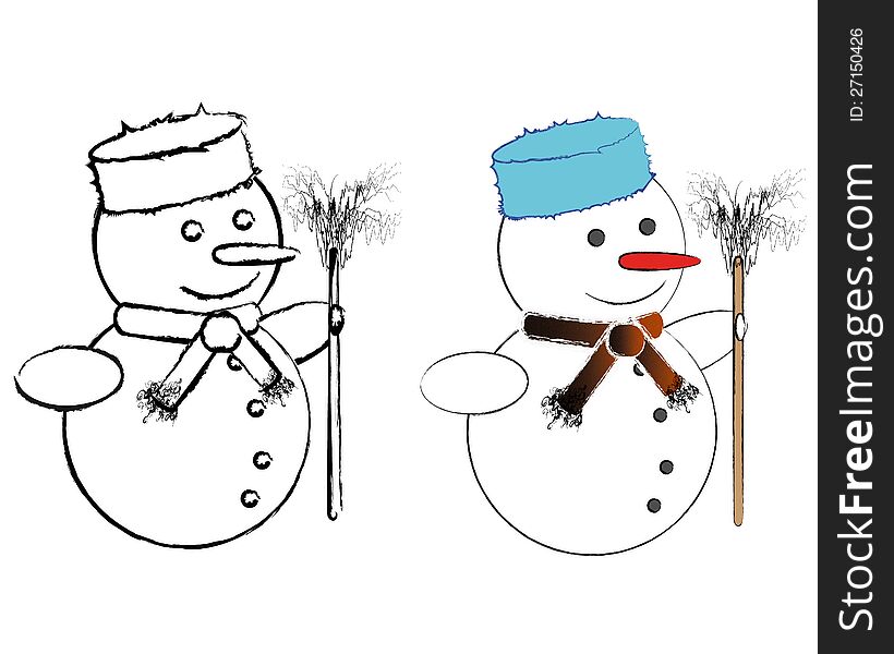 B&W and Colored Snowmen