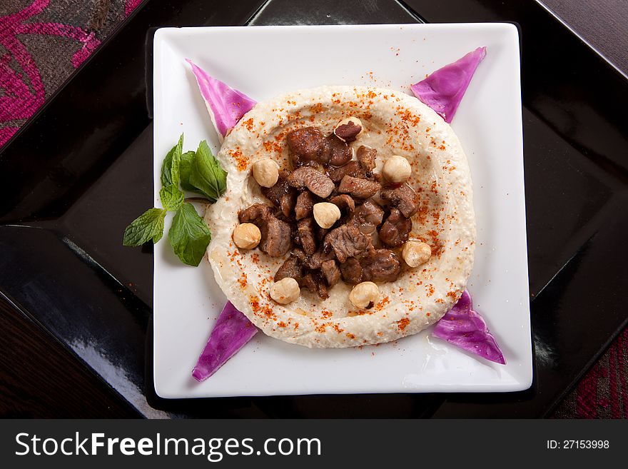 Arabian appetizers including Meat, and curries