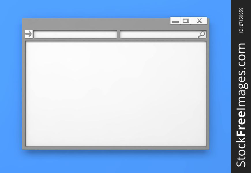 Grey Computer or Browser Window. On Blue Background. Grey Computer or Browser Window. On Blue Background.