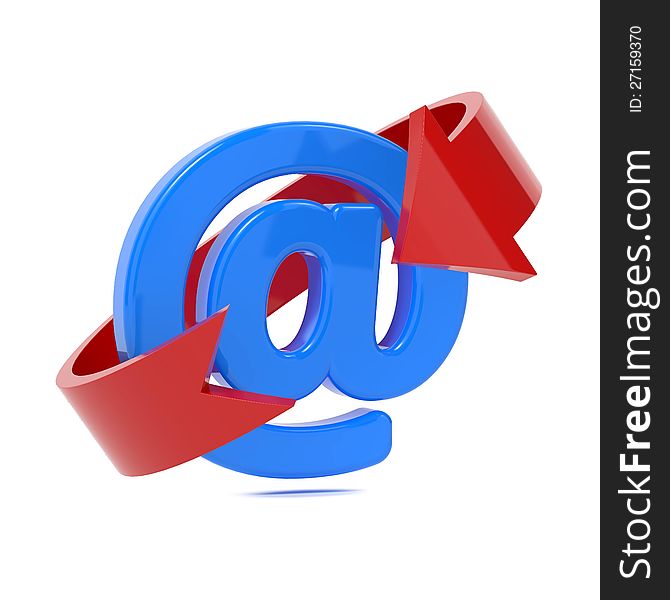 Email Icon with Red Arrow Over White. Email Icon with Red Arrow Over White.