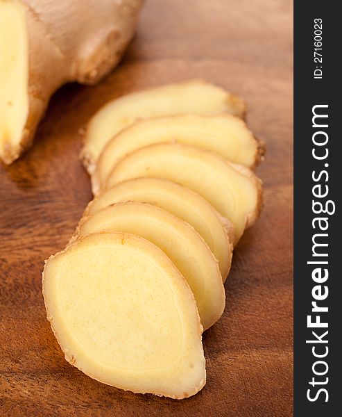 Slices of fresh ginger